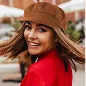 Newsboy Hats Classic Retro Red Cap with Adjustable Drawstring, Baker Boy Hat